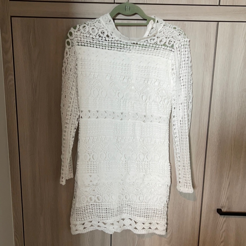 White Crochet Pattern Dress